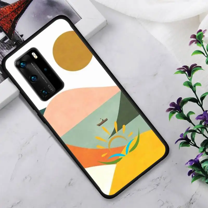 

ins Abstract Splice Landscape Phone Case For Huawei P9 P10 P20 P30 P40 Novi Lite Pro Smart Fundas Cover