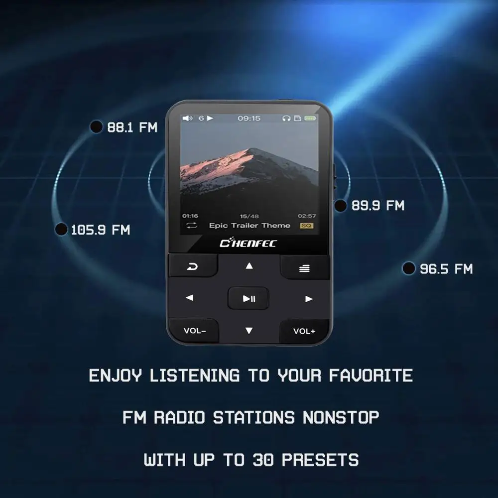 Мини MP3 плеер с зажимом 16 ГБ Bluetooth4.1 без потерь HiFi звук музыкальный FM радио