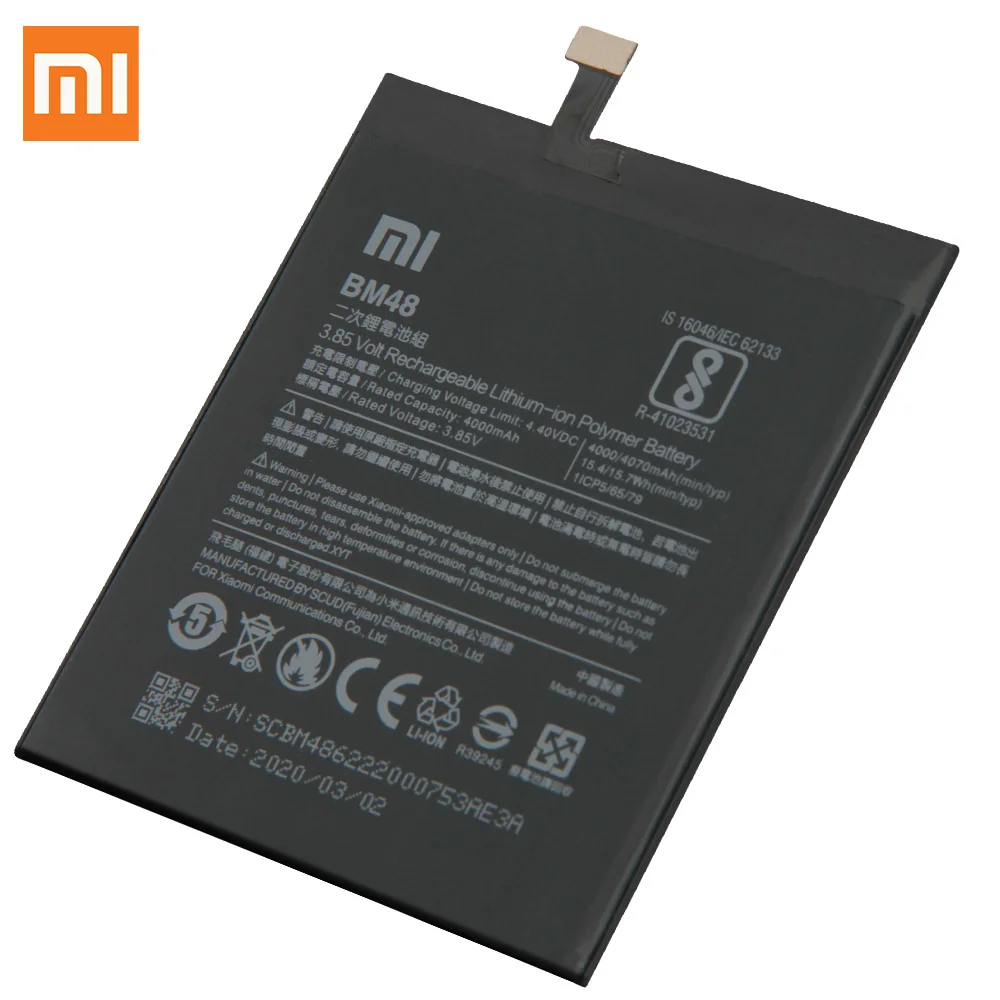 Оригинальный запасной аккумулятор для Xiaomi Mi Note 2 Note2 BM48 оригинальный телефона 4070