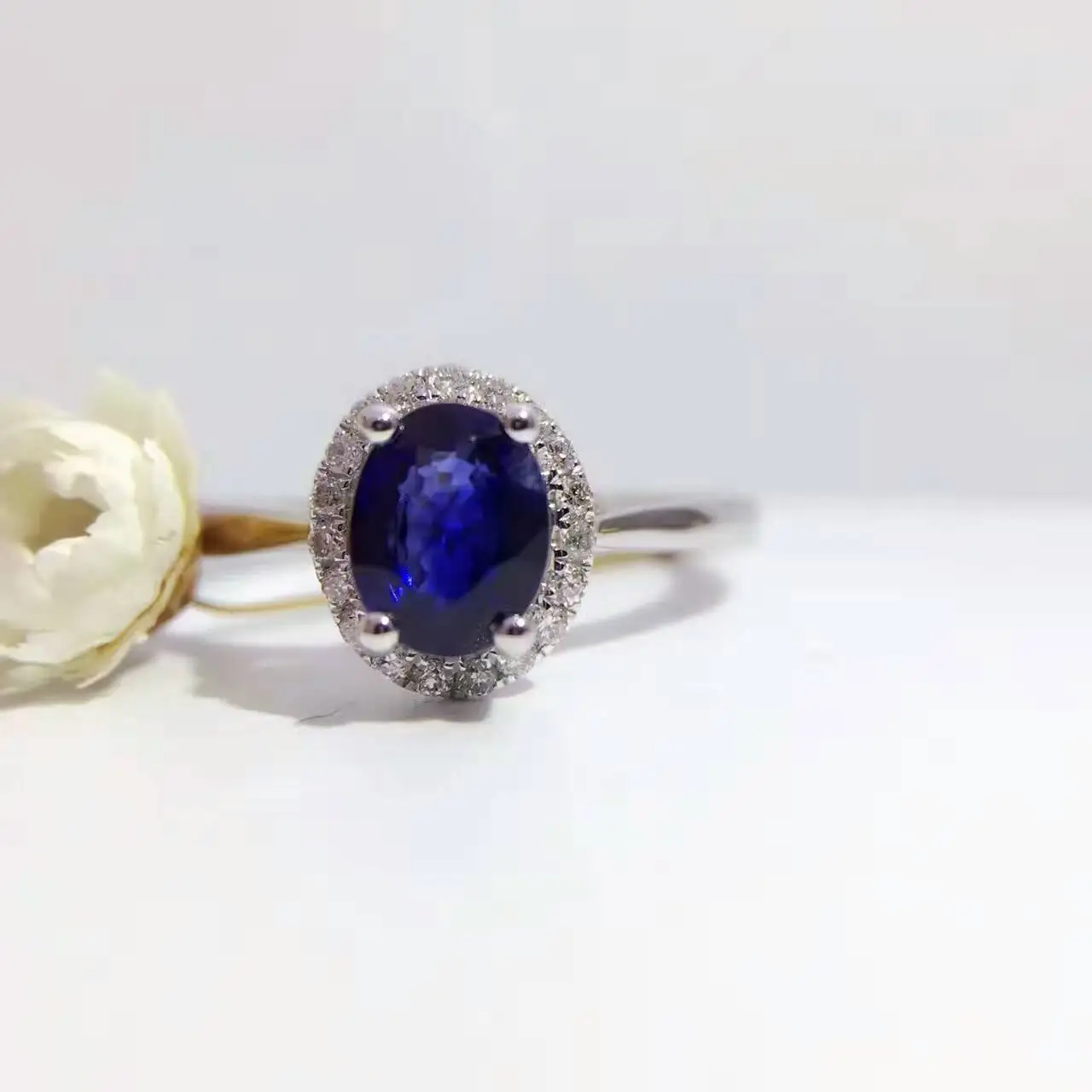18K золото 0.819ct натуральный сапфир женское кольцо с 0.106ct Бриллиантовая установка Новое изысканное украшение на свадьбу обручальное кольцо