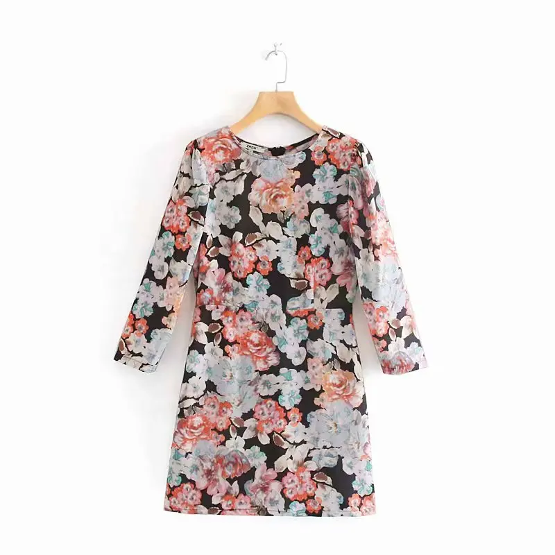 2019 новые женские с круглым вырезом одежда цветочным рисунком и принтом vestidos