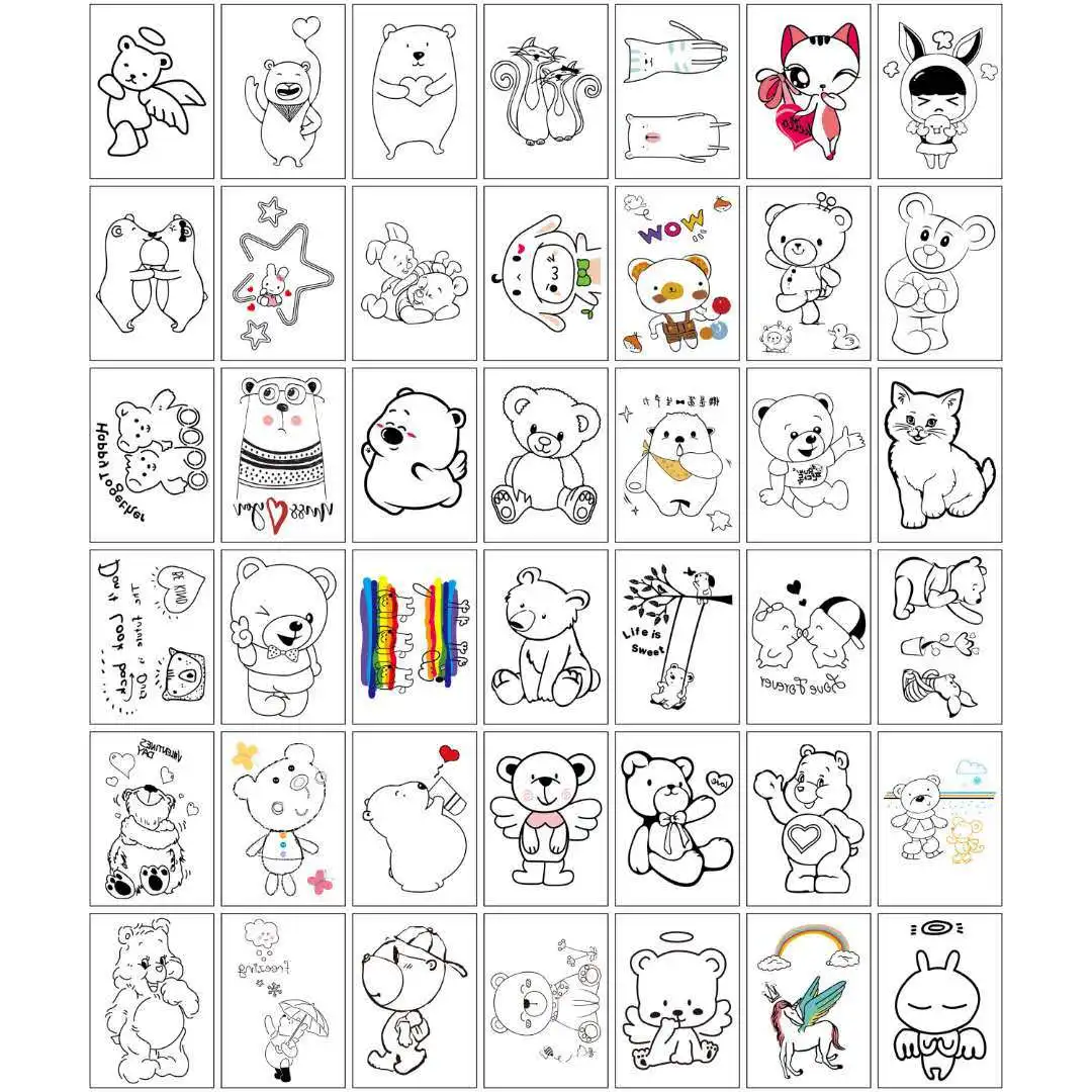 42 Sheets Temporary Tattoos Stickers,Cartoon Cute Mixed Style Body Art Temporary Tattoos for Women, Kids Tattoo Sticker Sets