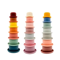 tyry hu 7pcs baby stacking cup funny toys color rainbow stacked cups 3d folding toys early educational intelligence toy bpa free