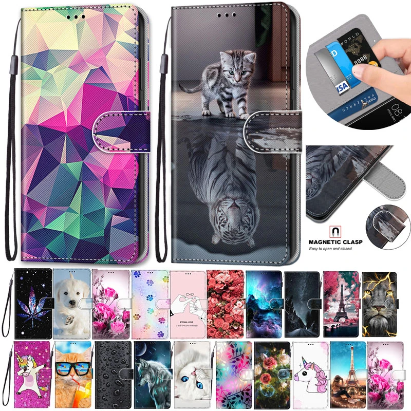 Flip Leather Case For Samsung Galaxy A5 2017 A520 A520F Fundas 3D Wallet Card Holder Stand Book Cover Lion Tiger Painted Coque