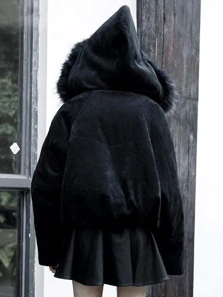 Punk Rave Women's Warm Fluffy Hooded Chamois Jackets Coats PY-439MD | Женская одежда