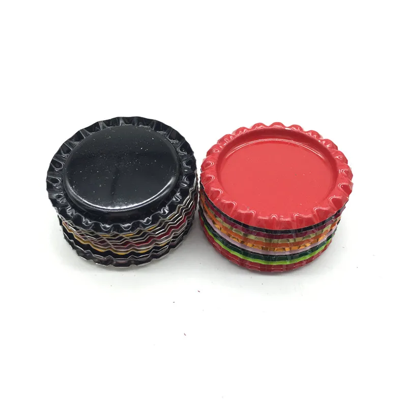 Металлическая плоская бутылочная шапка 24 цвета двухсторонняя без