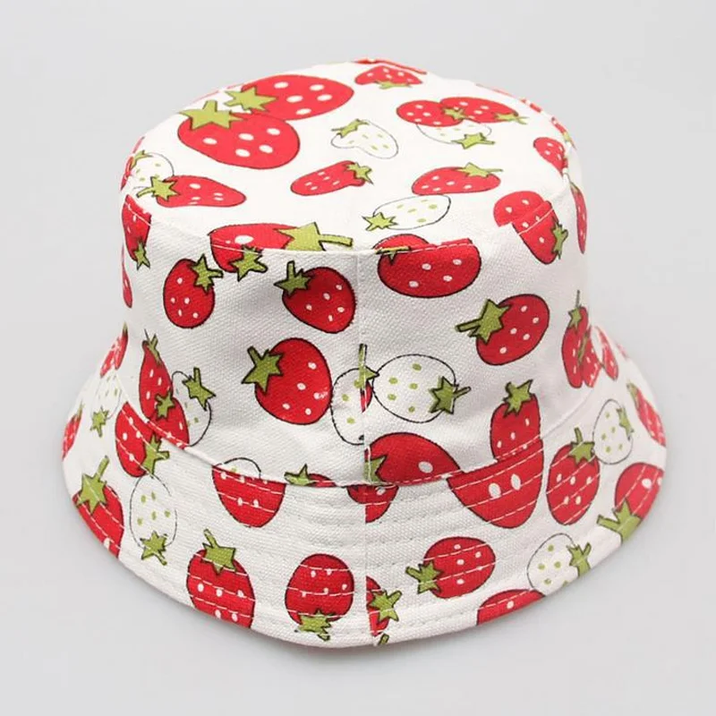 

Summer Kids Sun Hat Floral Printing Bucket Hat For Cotton UV Protection Cap Outdoor Cool Lovely Cap Women's Beach Sun Shade Hat