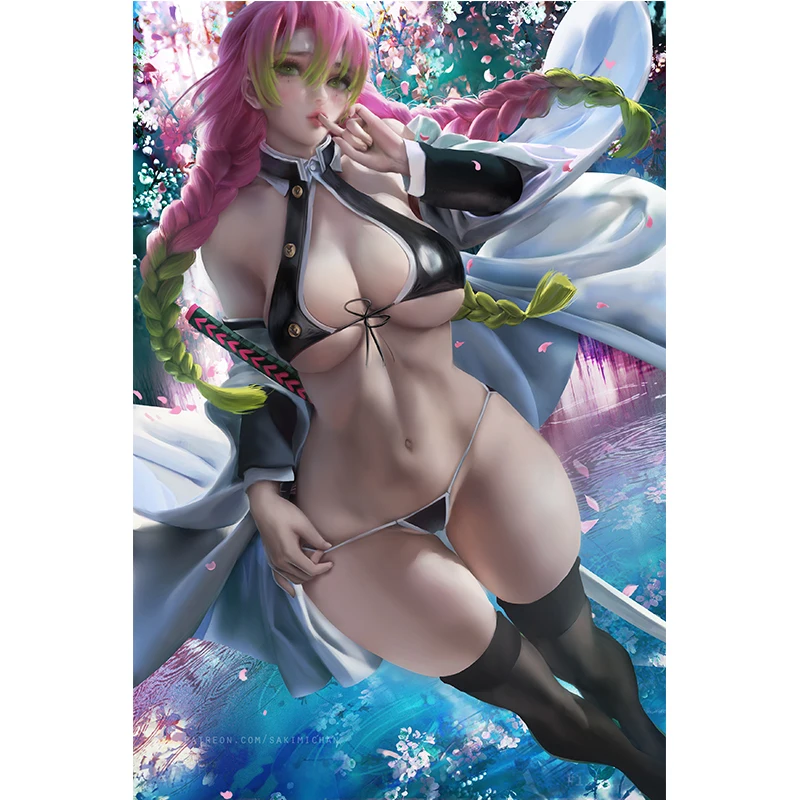

Prints Painting Modular Demon Slayer Sexy Lady Pictures Butterfly Canvas Wall Art Home Decor Modern Bedside Background Poster