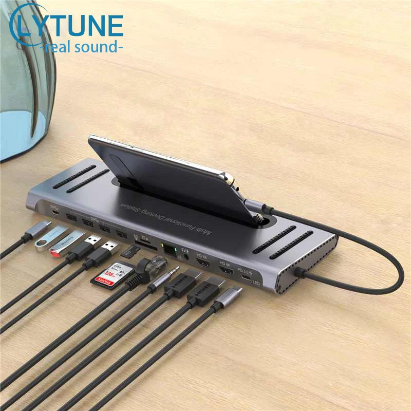 

Multi-function 12 In 1 Docking Station Type C Adapter 100W USB-C Data Transmission 4K Laptop Hub Accessories For Lenovo Dell