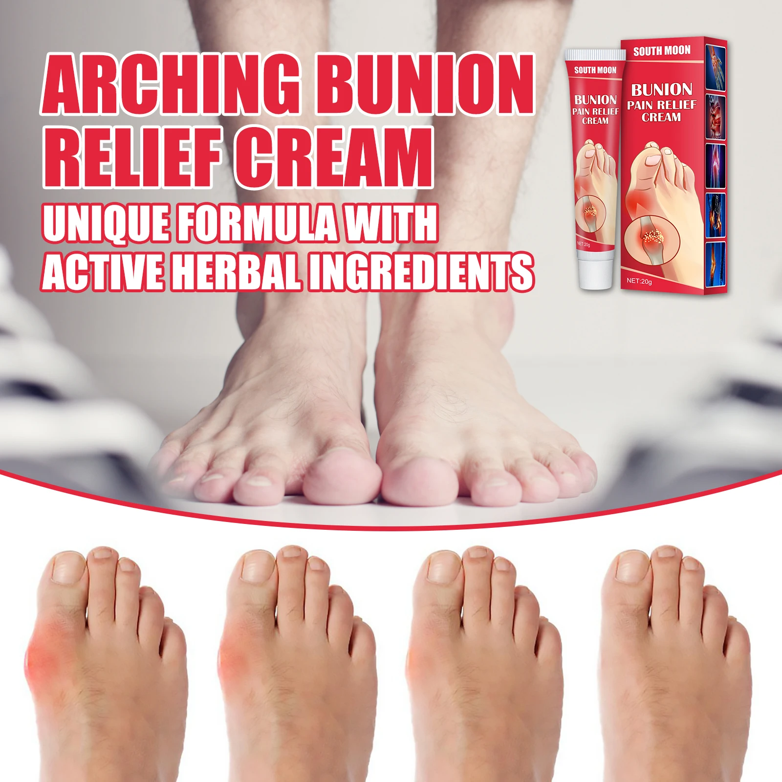 

Arching Bunion Relief Cream Pain Relief Reduce Inflammation Body Care Massage Cream for Knees Joints External Use 20g HB88