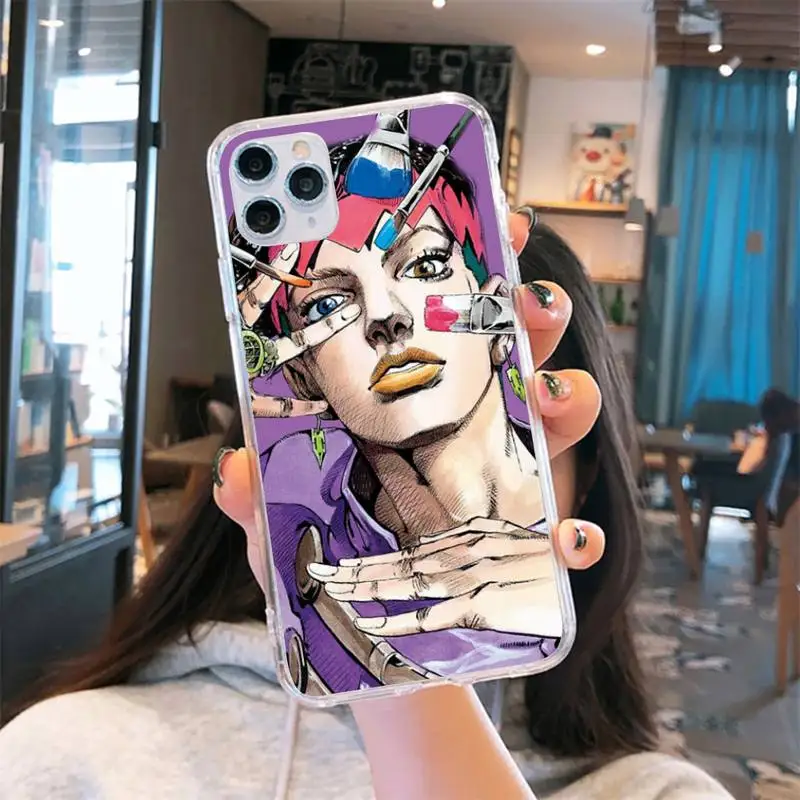 

Cartoon JoJo Bizarre Adventure Phone Case Transparent for iPhone 6 7 8 11 12 s mini pro X XS XR MAX Plus cover funda shell