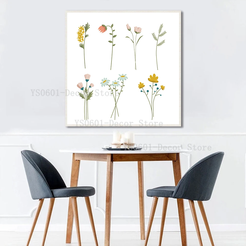 

Minimalist Abstract Flower Nordic Wall Art Canvas Painting Posters and Prints Pictures Home Bedroom Living Room Decor (No Frame)