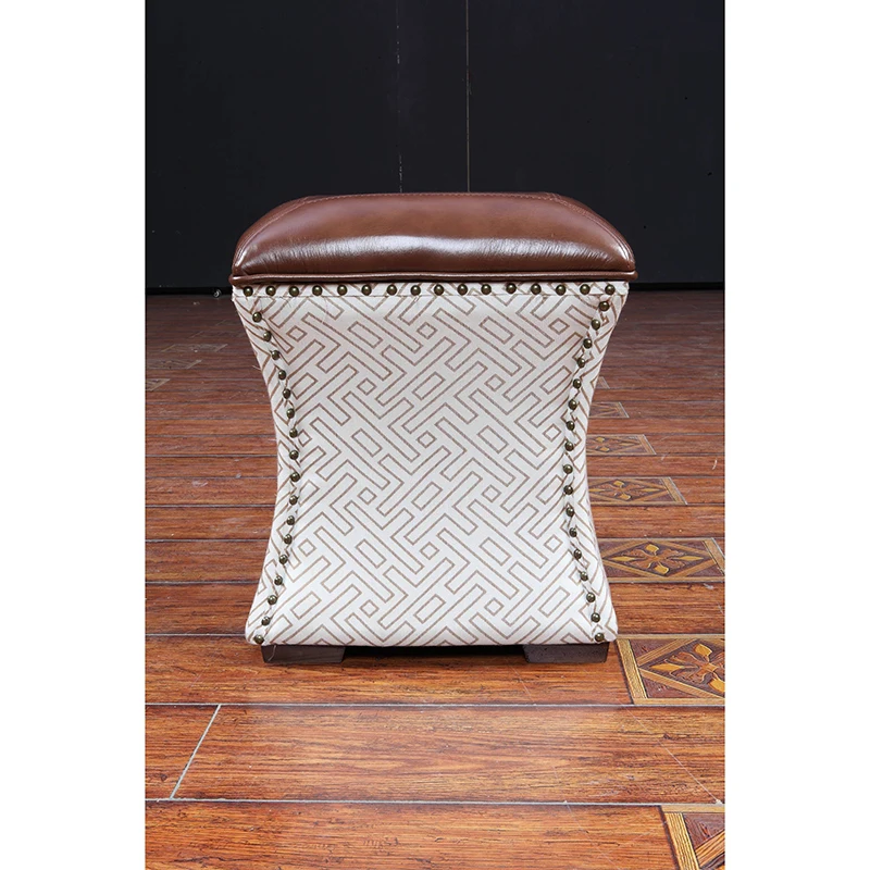 

Real leather square stool WA672