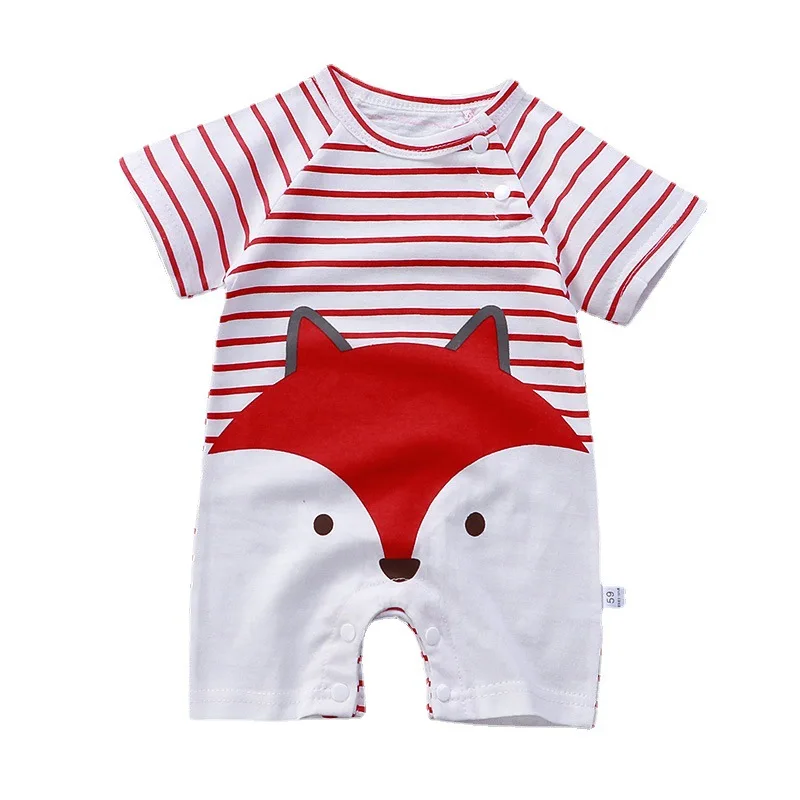 

Baby clothing one-piece romper Short Sleeve Pant Crawl 4 month 5 eight ten Button 50cm Summer Spring New Born Pure Cotton