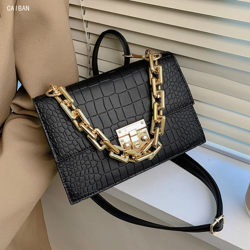 

Crocodile Pattern Crossbody Bags For Women 2021 Small Chain Handbag Small Bag PU Leather Hand Bag Ladies Designer Shoulder Bags