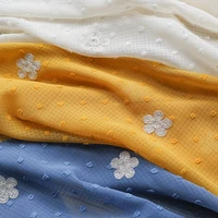 multicolor chiffon wool ball idea jacquard fabric flower embroidery with silver silk diy womens fashion shirt