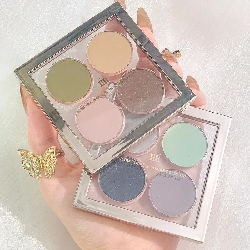 

1pcsNew 4-color eyeshadow palette fashion metallic glass shimmer matte coloring lasting soft glitter makeup smoky eye makeup