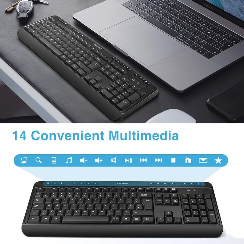 Беспроводная клавиатура и мышь TeckNet 2 4G мультимедийная развлечения