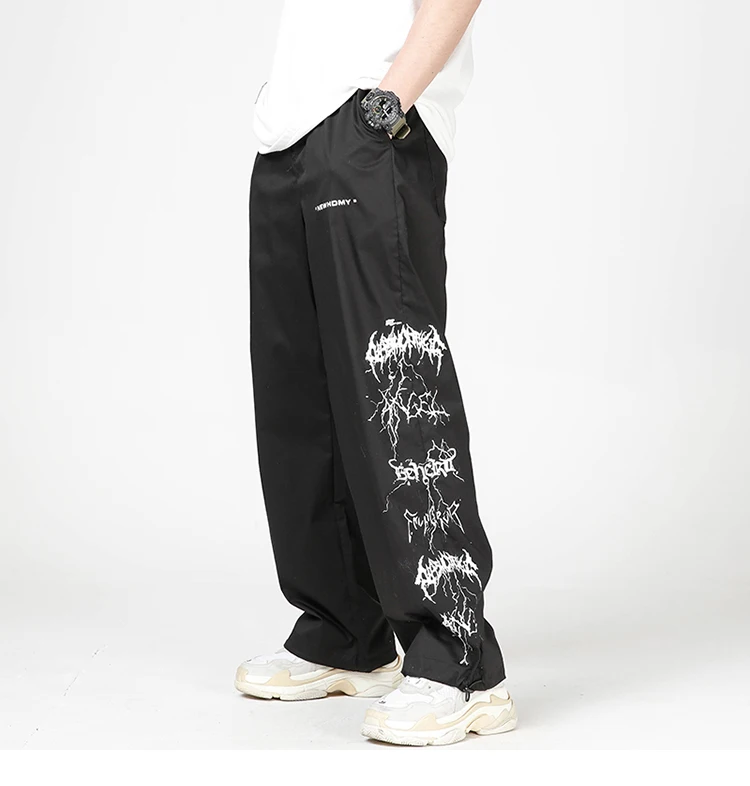 

NEW 2022 Men Hip Hop Lightning Printed Baggy Joggers Pants Harajuku Streetwear Sweatpants Casual Summer Harem Track Trousers