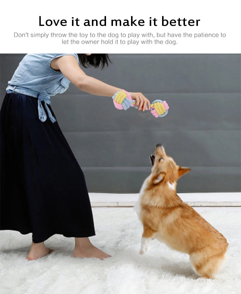 17 см кошка собака игрушка для кусания Макарон из хлопкового каната боковых зубов