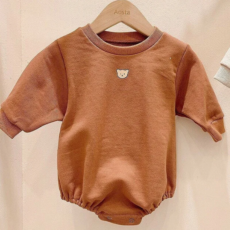 Conjuntos de oto&ntilde;o para beb&eacute;s y ni&ntilde;os de estilo coreano, Body a rayas de oso de manga larga + Pantalones de calcet&iacute;n ajustados, trajes para ni&ntilde;os E402, novedad de 2021-5