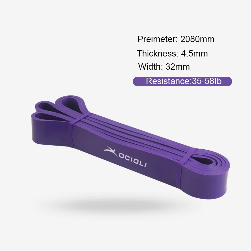 Purple Resistance Band Sports Fitness Elastic Band Natural Latex Fitness Elastic Training Belt Yoga Resistance Band - Цвет: Purple