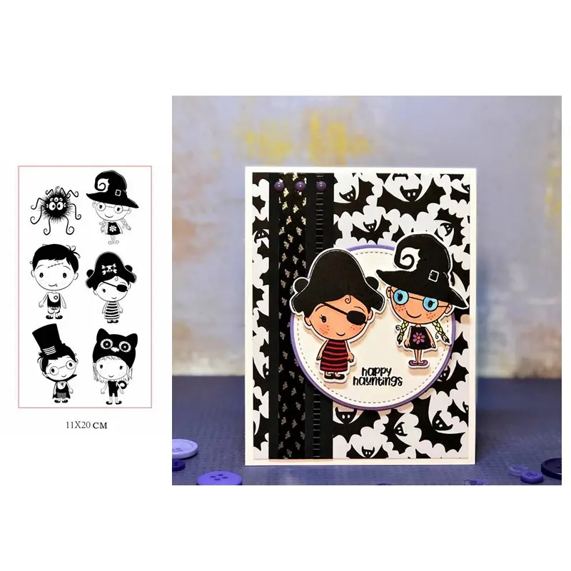 Хэллоуин маленький мальчик и девочка паук силиконовые штампы Скрапбукинг