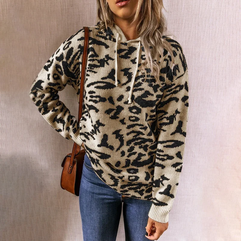 

Женская толстовка с капюшоном, с леопардовым принтом