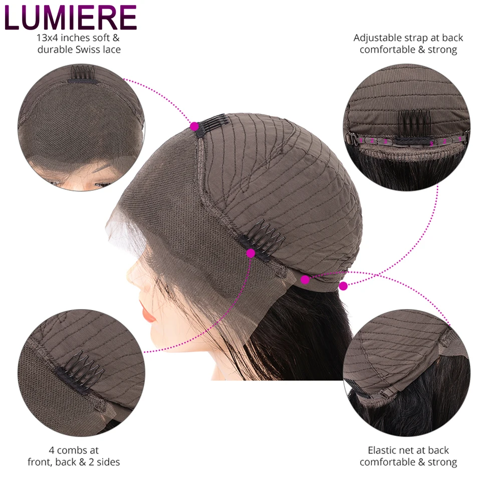 Lumiere Hair Brazilian Deep Wave Lace Front Human Wigs Pre Plucked With Baby Remy Natural Black | Шиньоны и парики