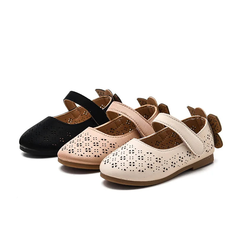 

Hollow Princess Flats For Girls Casual Breathable Comfortable Butterfly Hook & Loop Girls Kids Asakuchi Shoes For Spring Summer
