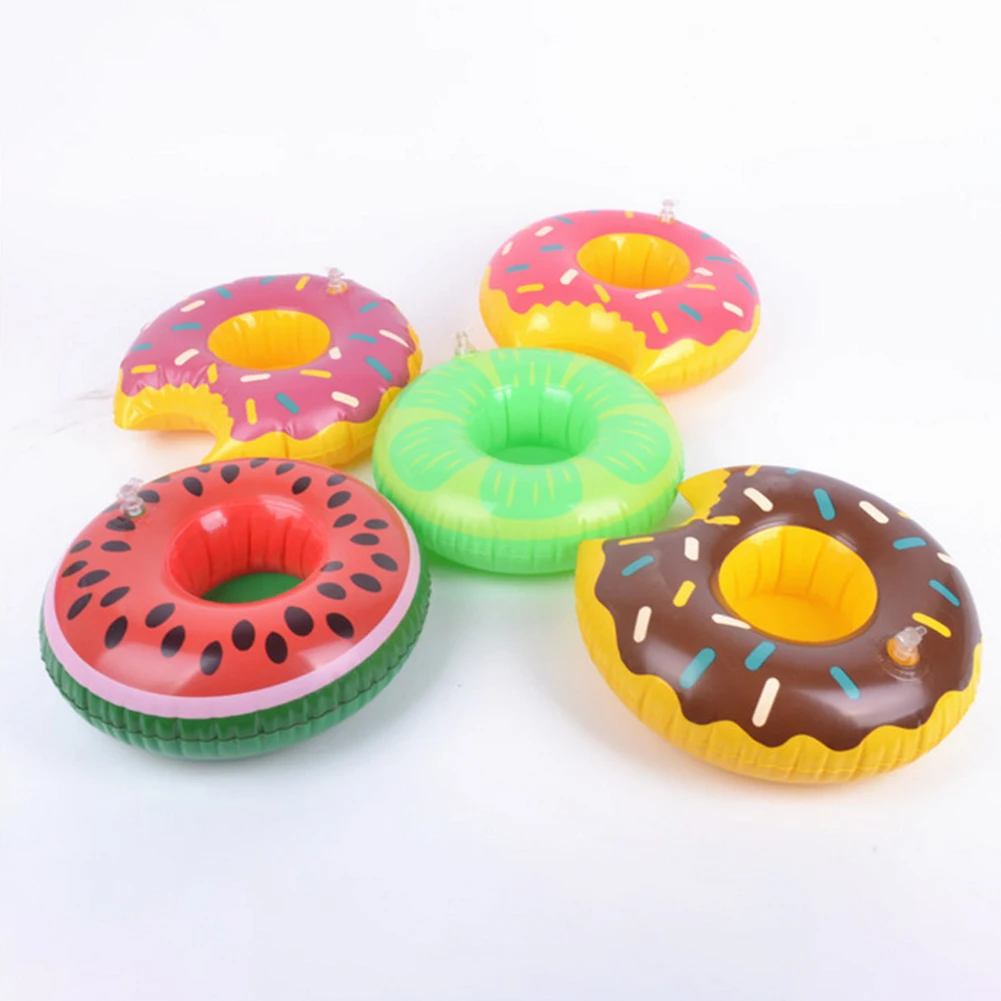 

6 шт. летние пляжные подставки, надувной держатель для напитков, поплавок, пончики, подстаканники для фруктов, плавающий держатель для напит...