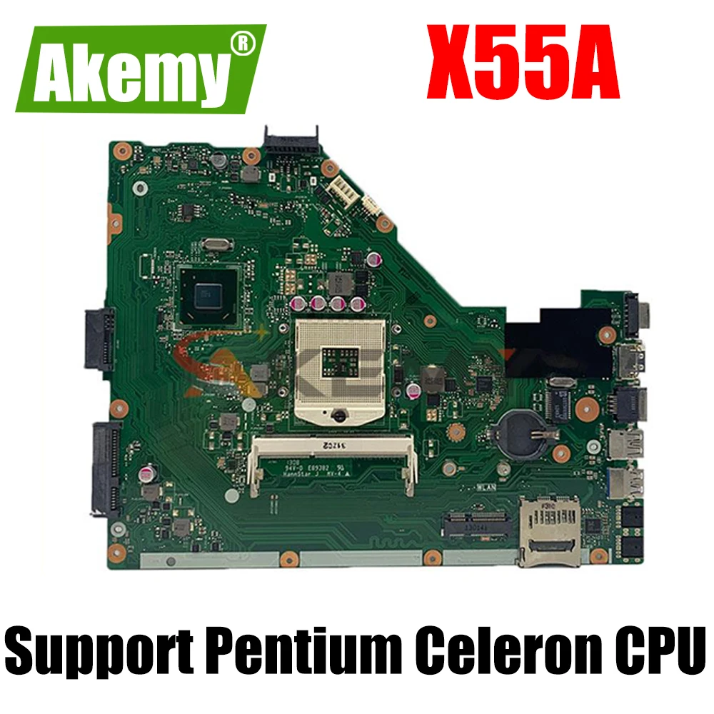 

Laptop Motherboard For ASUS X55A PGA 989 Notebook Mainboard REV 2.1 SJTNV HM70 Support Pentium Celeron CPU