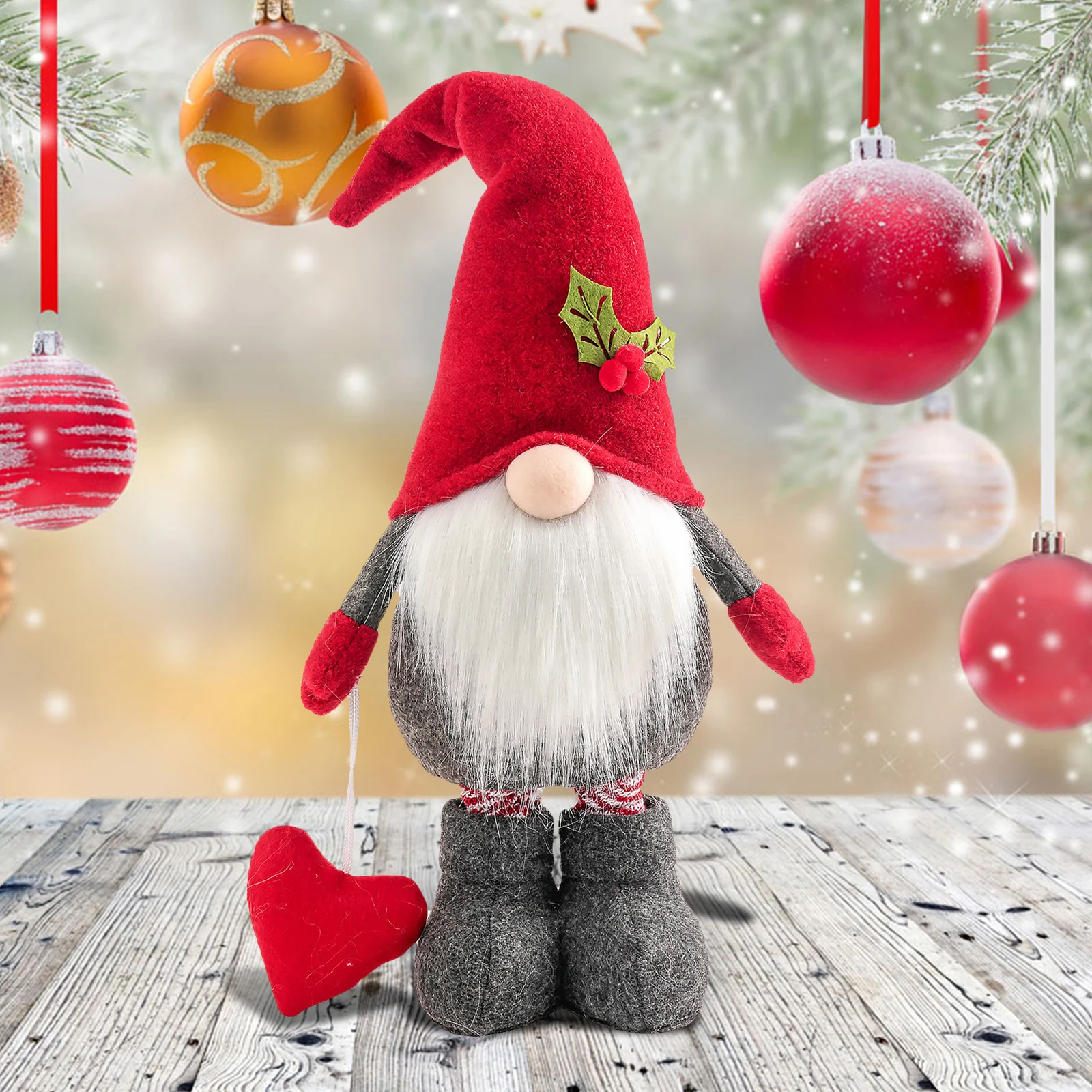 

Gnome Doll with LED Light Xmas Table Dwarf Figurines Faceless Doll Night Lamp Festival Holiday Party Decoration