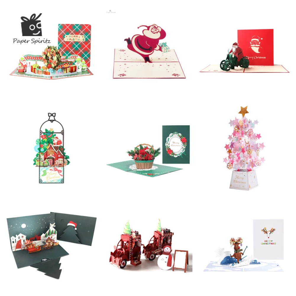 

Merry Christmas Pop Up Greeting Card Santa Claus Snowman Blessing Message Card NewYear Card Postcard Thank You Card Holiday Card