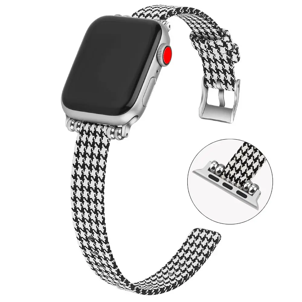 Тонкий холщовый браслет + позиционирование бусин для Apple Watch Band 38 мм 42 40 44 модный