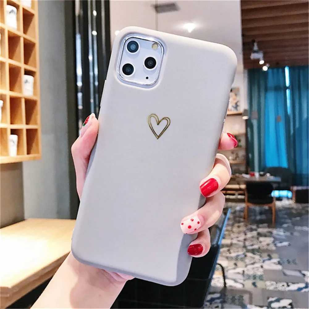 Чехол Lovebay Gold Line Love Heart для iPhone 6, 6 S, 7, 8 Plus, 11 Pro, X, XR, XS Max, простой мягкий чехол для телефона, TPU, задняя крышка