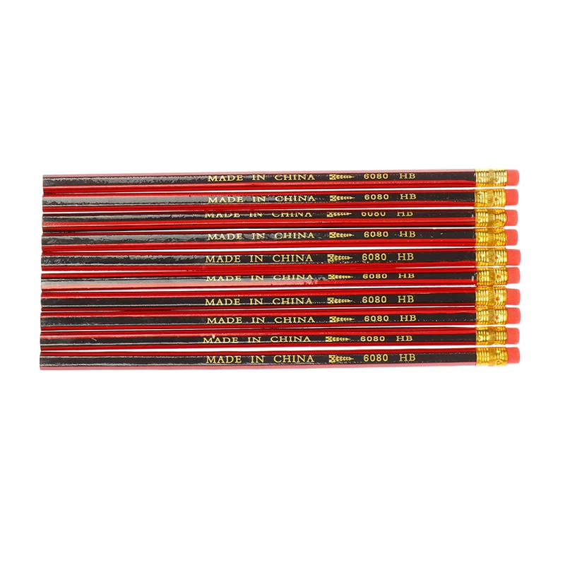 

10Pcs Classic Simplicity Pencil Attached HB Writing Drawing Sketch Stationery