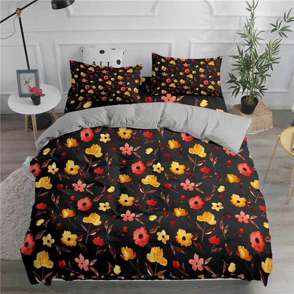 

Flower Sunflower 3D Printing Bedding Set Duvet Cover Set With Pillowcase Home Textiles Adult Kids Cotton Bed Cover Set King Size