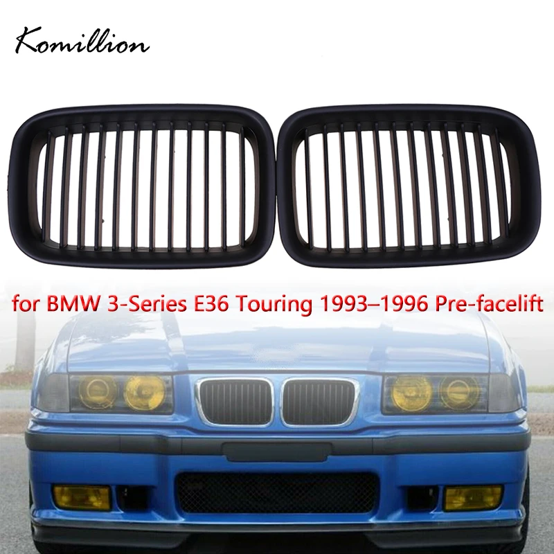 1Pair Car Front Center Racing Grills Kidney Auto Hood Grilles for BMW 3-Series E36 Touring 1993 1994 1995 1996 Pre-facelift