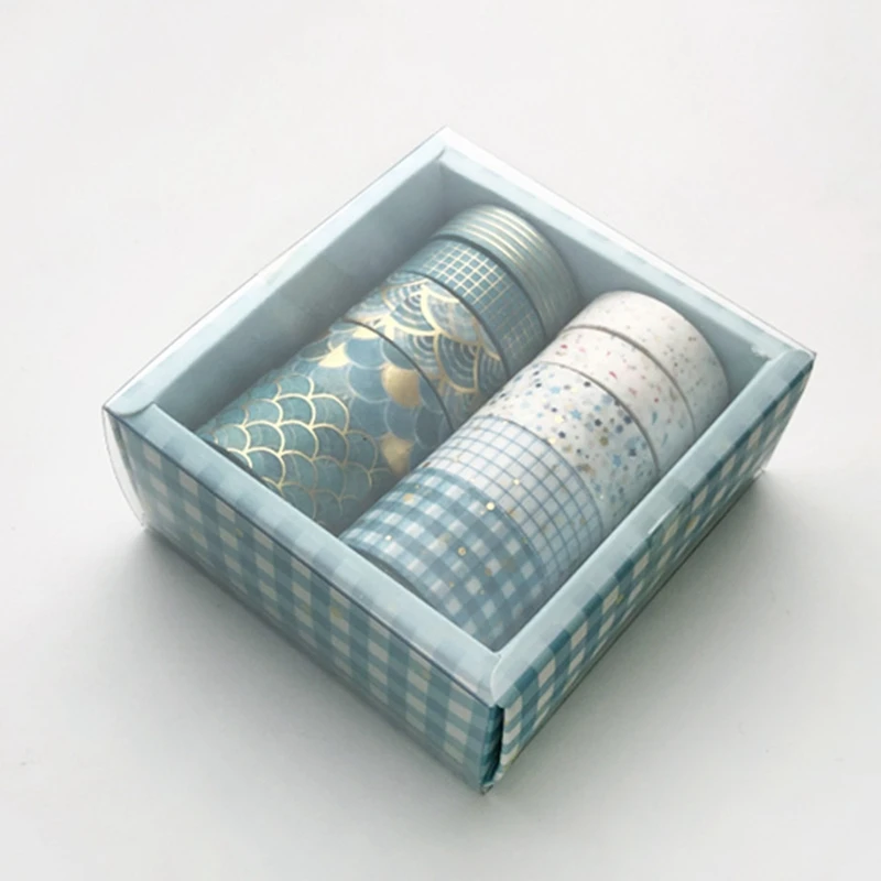 

10pcs Bronzing Adhesive Tape Creative DIY Paper Tape Diy Decoration Scrapbooking Planner Masking Tape Label Sticker Stationery