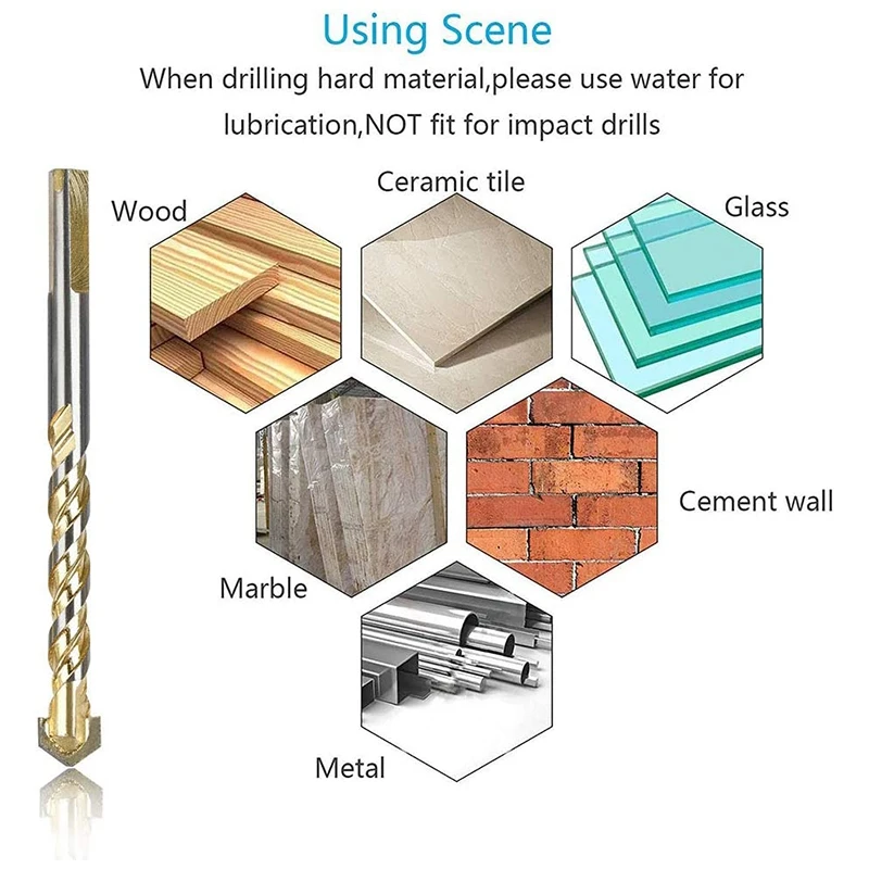 

10PCS Masonry Drill Bit Set Tipped Ceramic Tile Drill Bits Twist Drill For Concrete Brick Glass Plastic and Wood