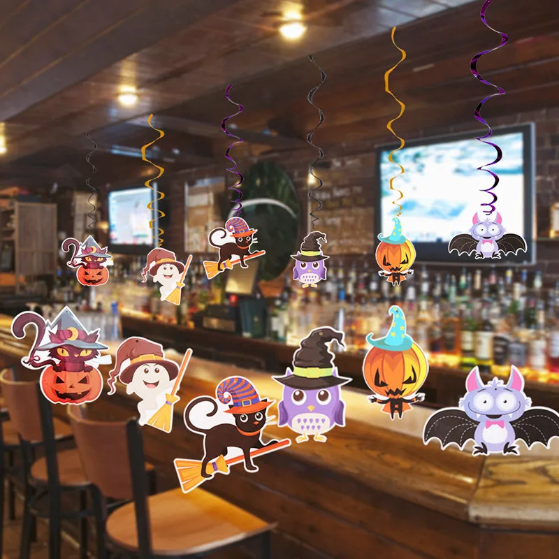 6 шт./компл. Хэллоуин фольгированные спиральные крутящиеся стрейсеры украшения