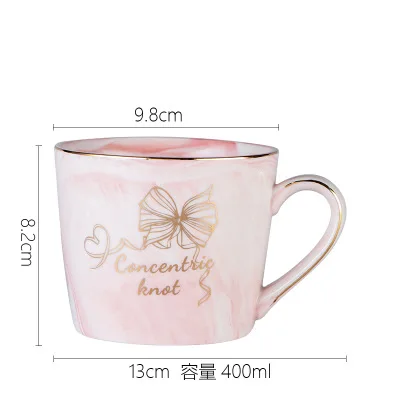 09 Marble Ceramic Mug Handpainted Gold Monogram Natural Marble Porcelain Coffee Mug Pink Gold Inlay Cup Creative Wedding Gift - Цвет: 09