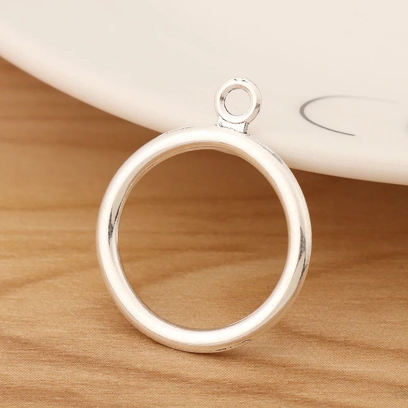 Круглые посеребренные Подвески для сережек и ожерелий, 29 х23 мм, 20 шт.