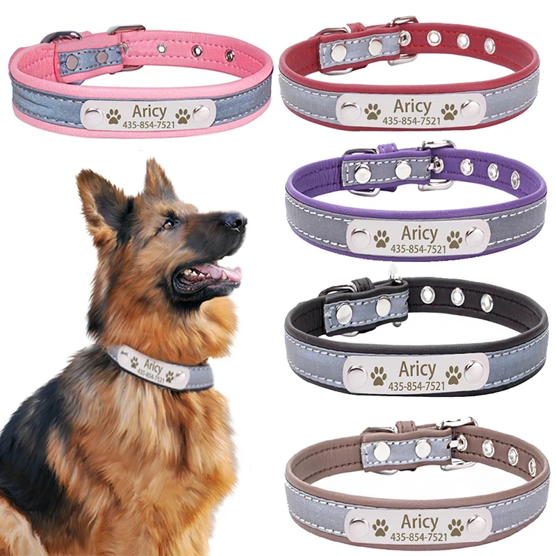 

YVYOO Pet Dog Free Engraved Personalized Pet cat dog Leather Collar accessories Pet Dog Collars ID Tag For Small Medium Dogs BB5