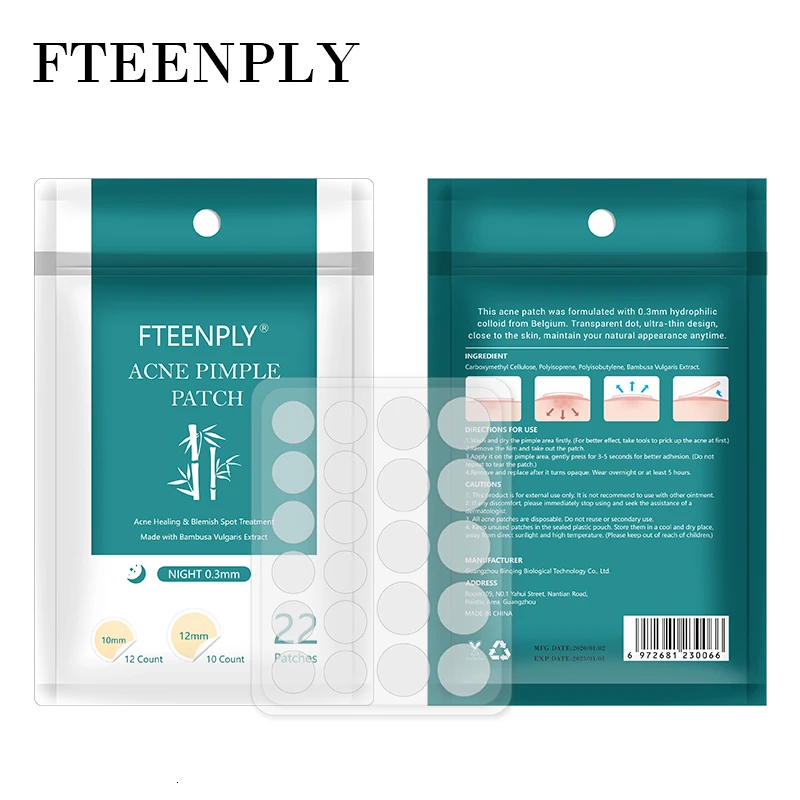 FTEENPLY Acne Pimple Patch Invisible Acne Treatment Stickers Remove Blemish Comedo Face Mask Beauty Skin Care Night Use 22PCS