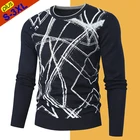 S-3XL Высококачественный свитер, пуловер для мужчин, модный приталенный свитер, джемпер, трикотажная одежда для мужчин, мужской свитшот, темно-синий