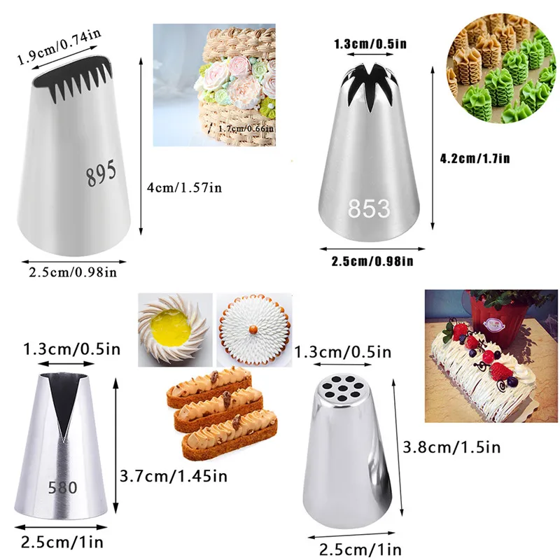 13 Styles Large Icing Piping Nozzles For Decorating Cake Baking Cookie Cupcake Nozzle Stainless Steel Pastry Tips | Дом и сад