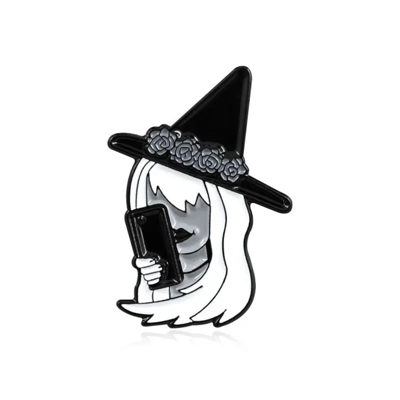 

New Fashion Hot Lips Black Lips White Hair Brooch Sexy Witch Trend Personality Enamel Shirt Denim Badge Brooch Lover Small Gift