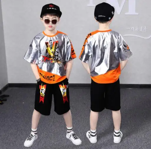 Детские танцевальные костюмы в стиле хип-хоп для мальчиков спортивные с коротким